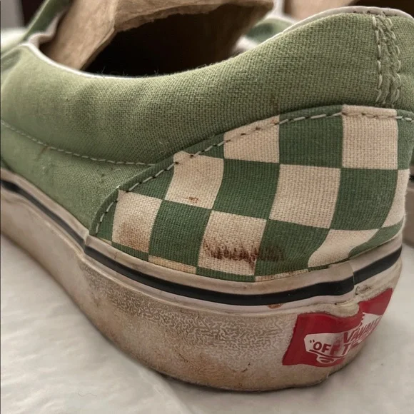 Vans Green and White Checkered slip ons - Picture 7 of 8